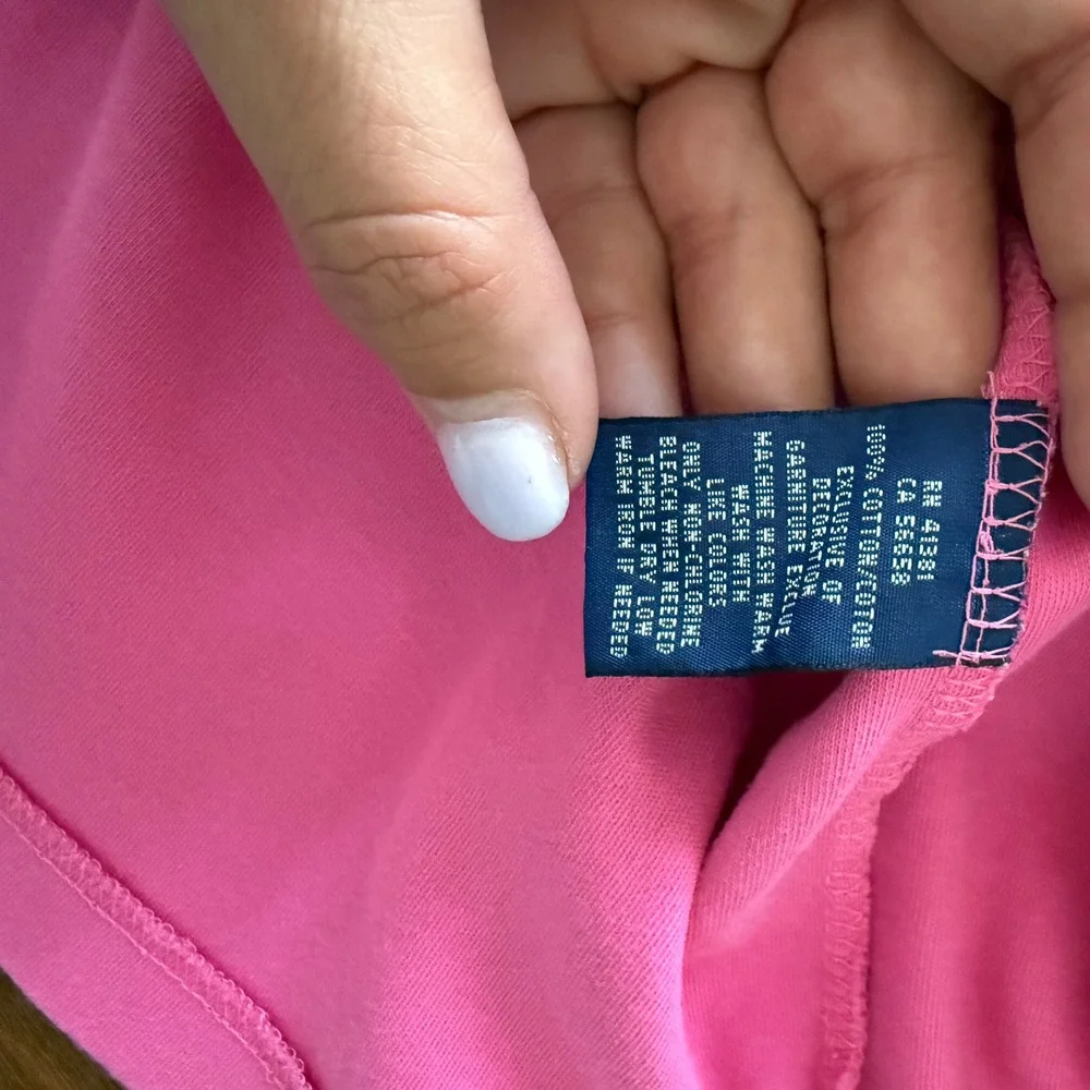 Ralph Lauren Pink Cotton Pique Polo Shirt Dress XL Navy Blue Pony Logo Short Slv - Picture 4 of 6